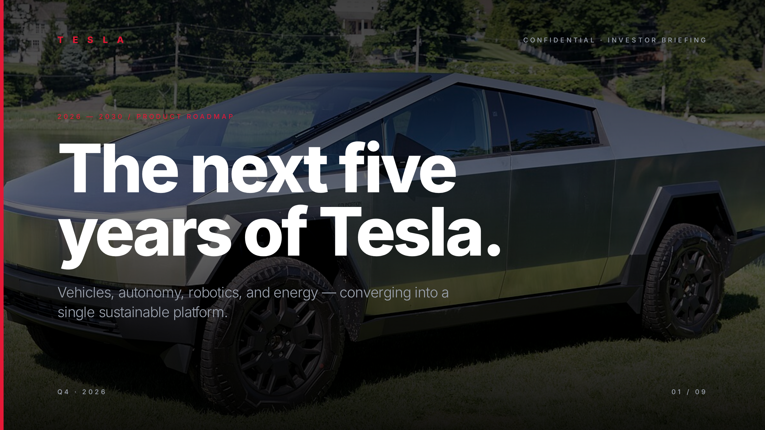 Tesla 5-year product roadmap first slide